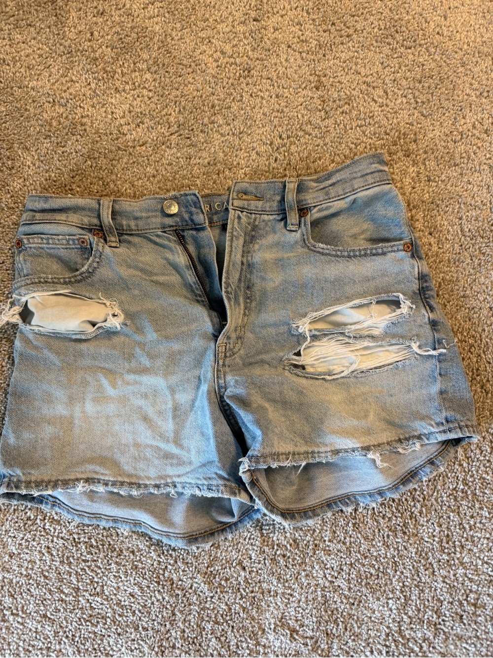 American Eagle Outfitters Light Blue Ripped Denim Shorts